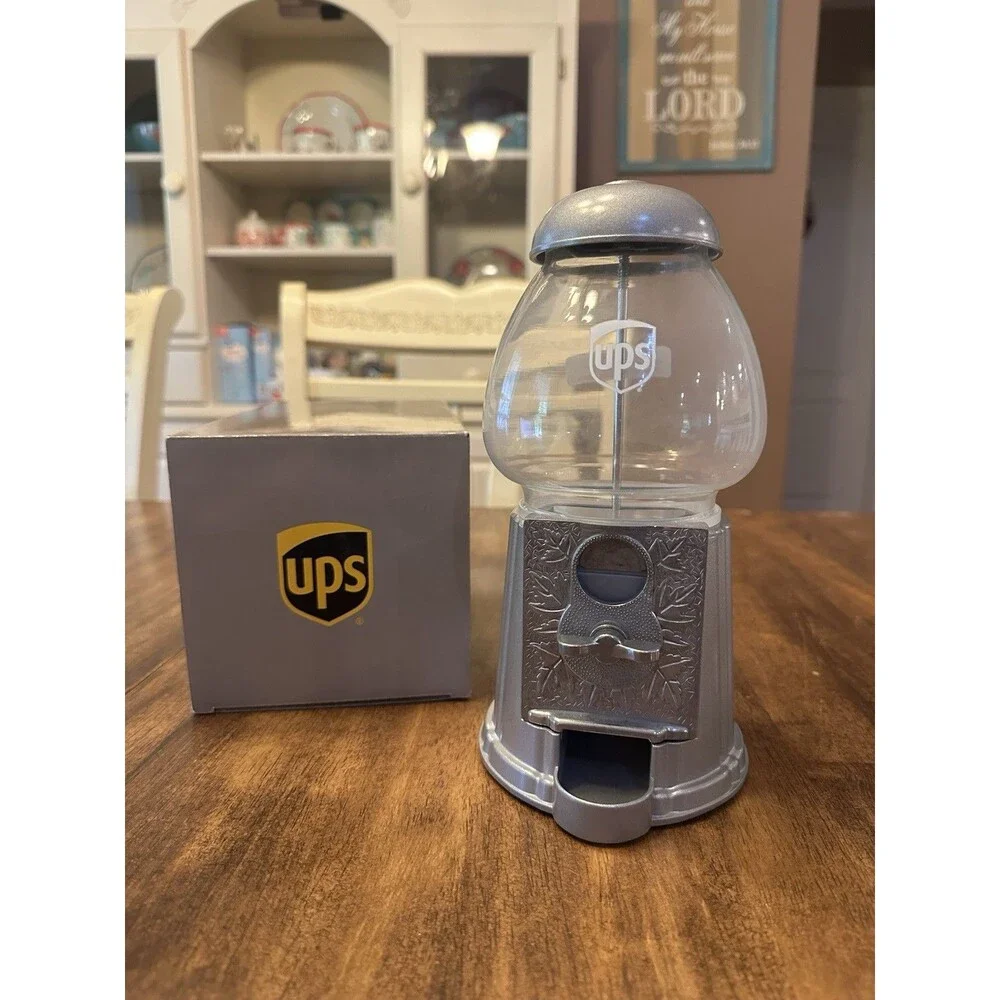 UPS Vintage Style Gumball Machine Silver Metal Glass Petit Machine 9